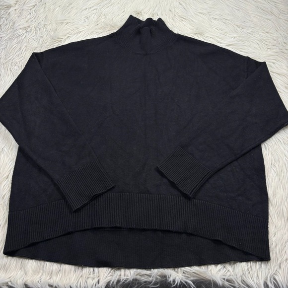 OAK + FORT Sweaters - Oak + Fort Women's L Black Turtleneck Relaxed Sweater Minimalist Preppy Cozy